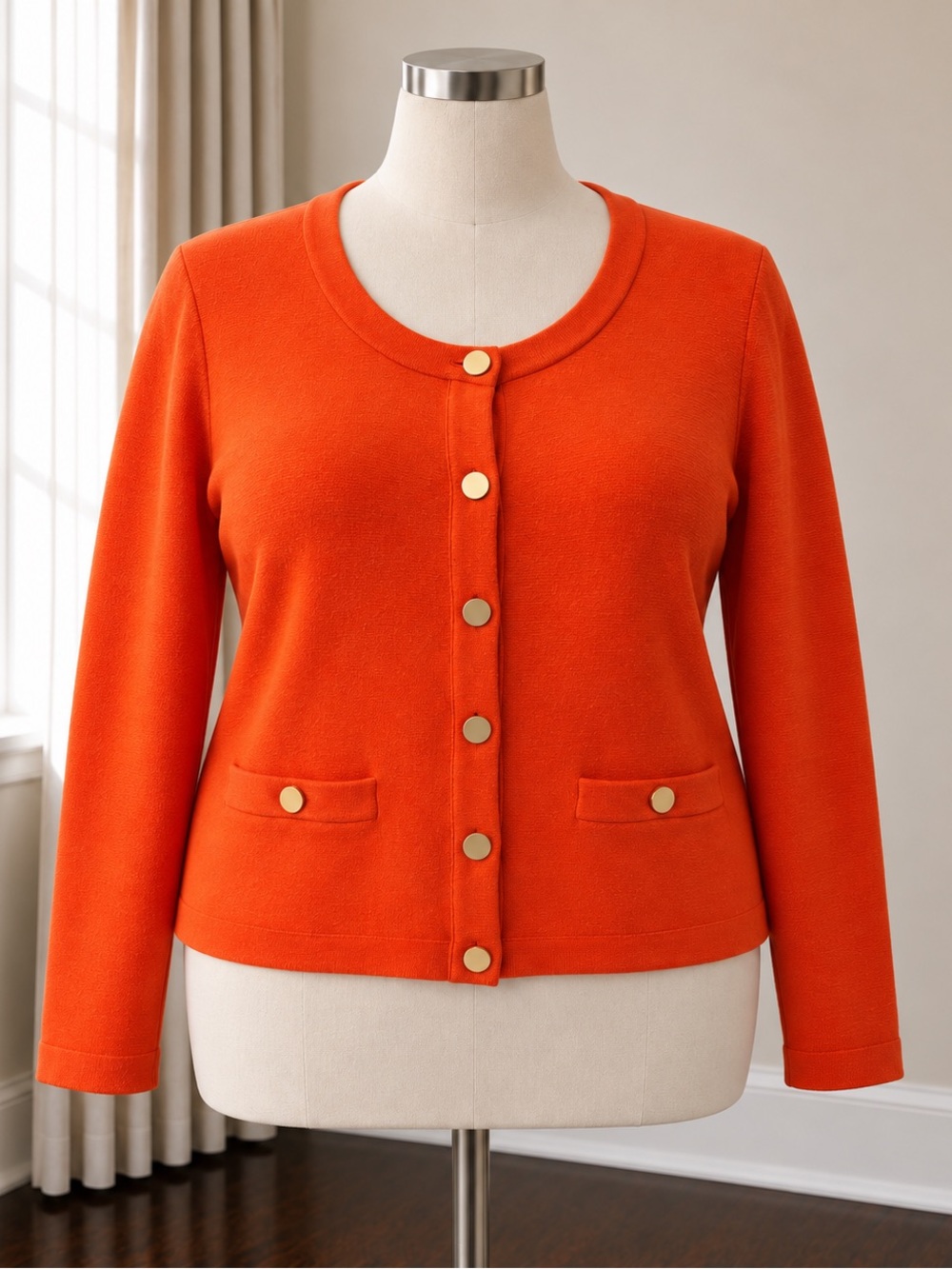 Banana Republic Vibrant Coral Button-Front Cardigan